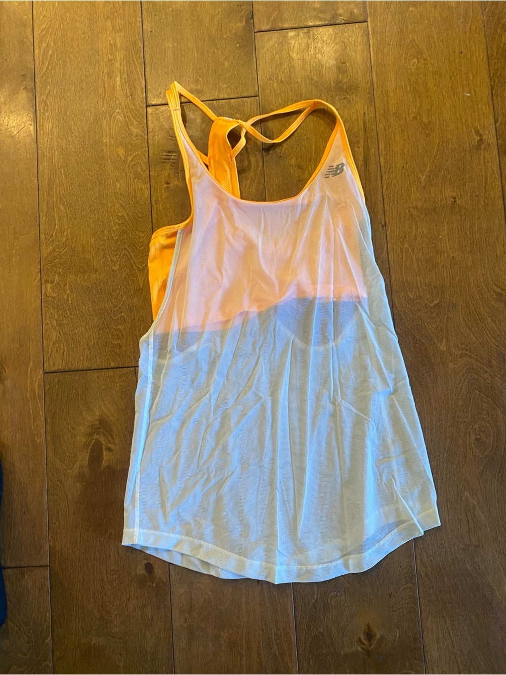 New Balance Orange and White mesh Athletic Tank Top, size S